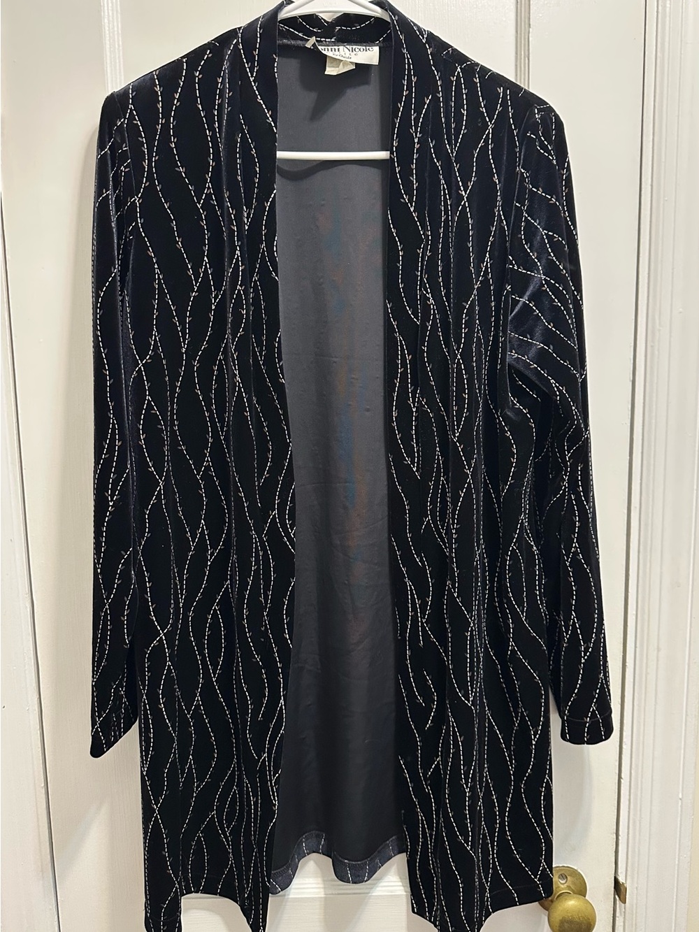 Vintage! Ronni Nicole Black Velvet Open Front Jacket